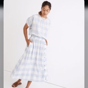 Madewell linen-blend bubble top in gingham